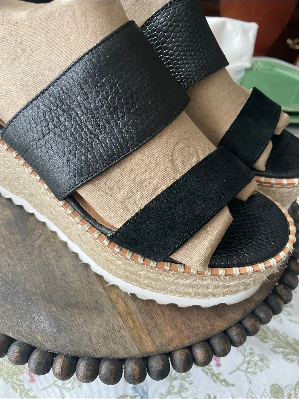 Crown Vintage Daylen Espadrille Wedge Ankle Strap Leather Sandals Size 7M